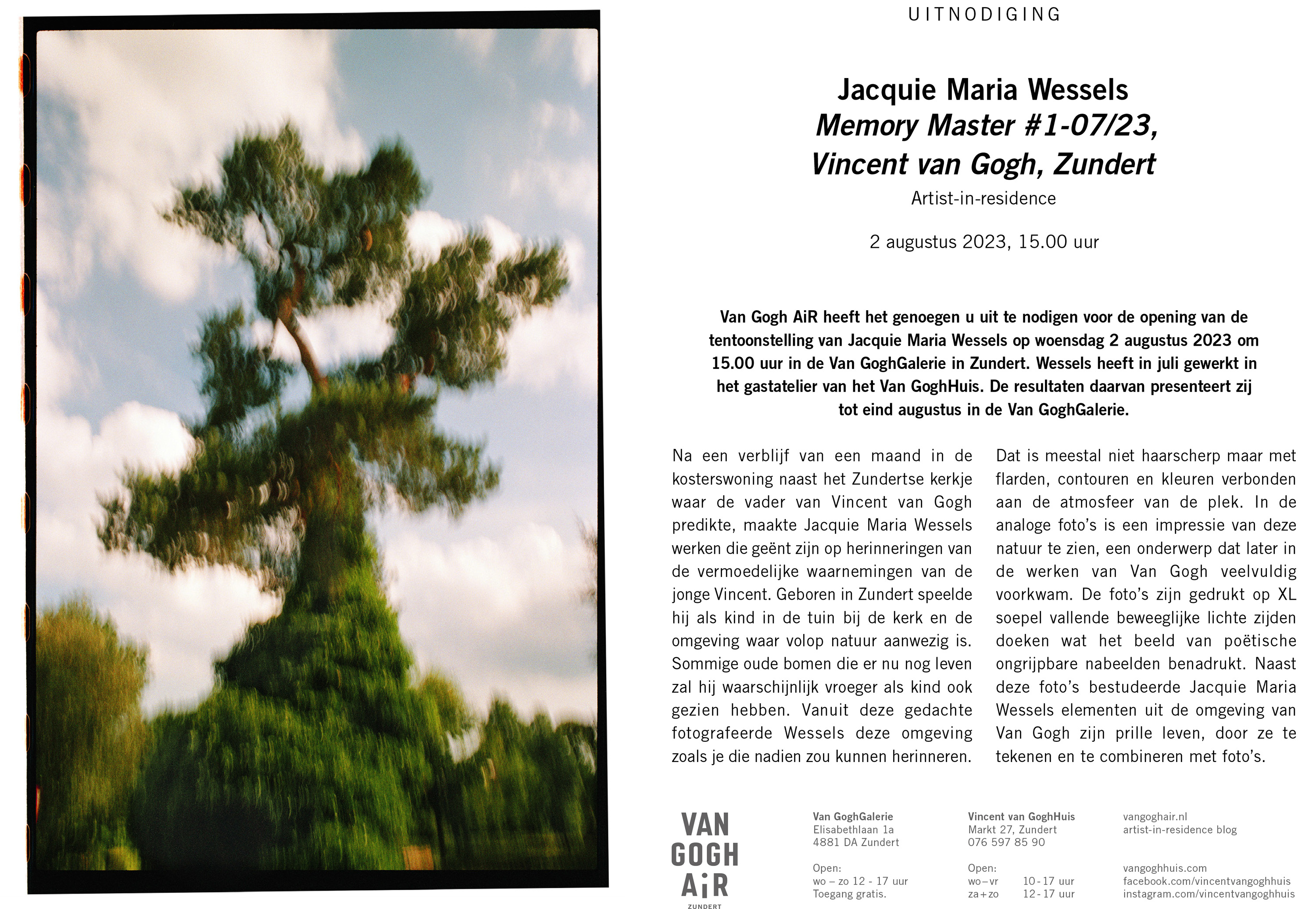 Invitation Van GoghGalerie Jacquie Maria Wessels